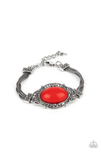 Top-Notch Drama- Red and Silver Bracelet- Paparazzi Accessories