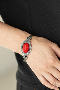 Top-Notch Drama- Red and Silver Bracelet- Paparazzi Accessories