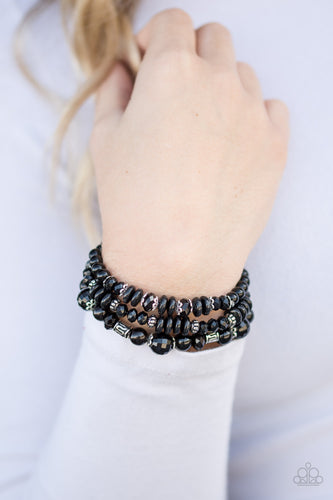 Disco Diva- Black and Silver Bracelets- Paparazzi Accessories