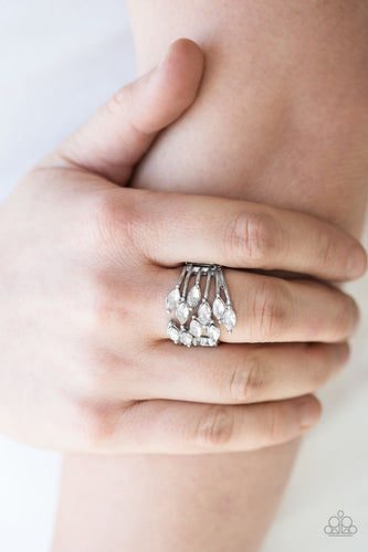 Five Alarm Fire- White and Silver Ring- Paparazzi Accessories