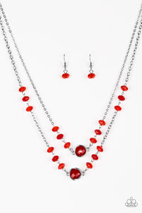 Gala Glow- Red and Silver Necklace- Paparazzi Accessories