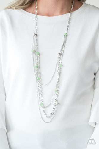 Glamour Grotto- Green and Silver Necklace- Paparazzi Accessories