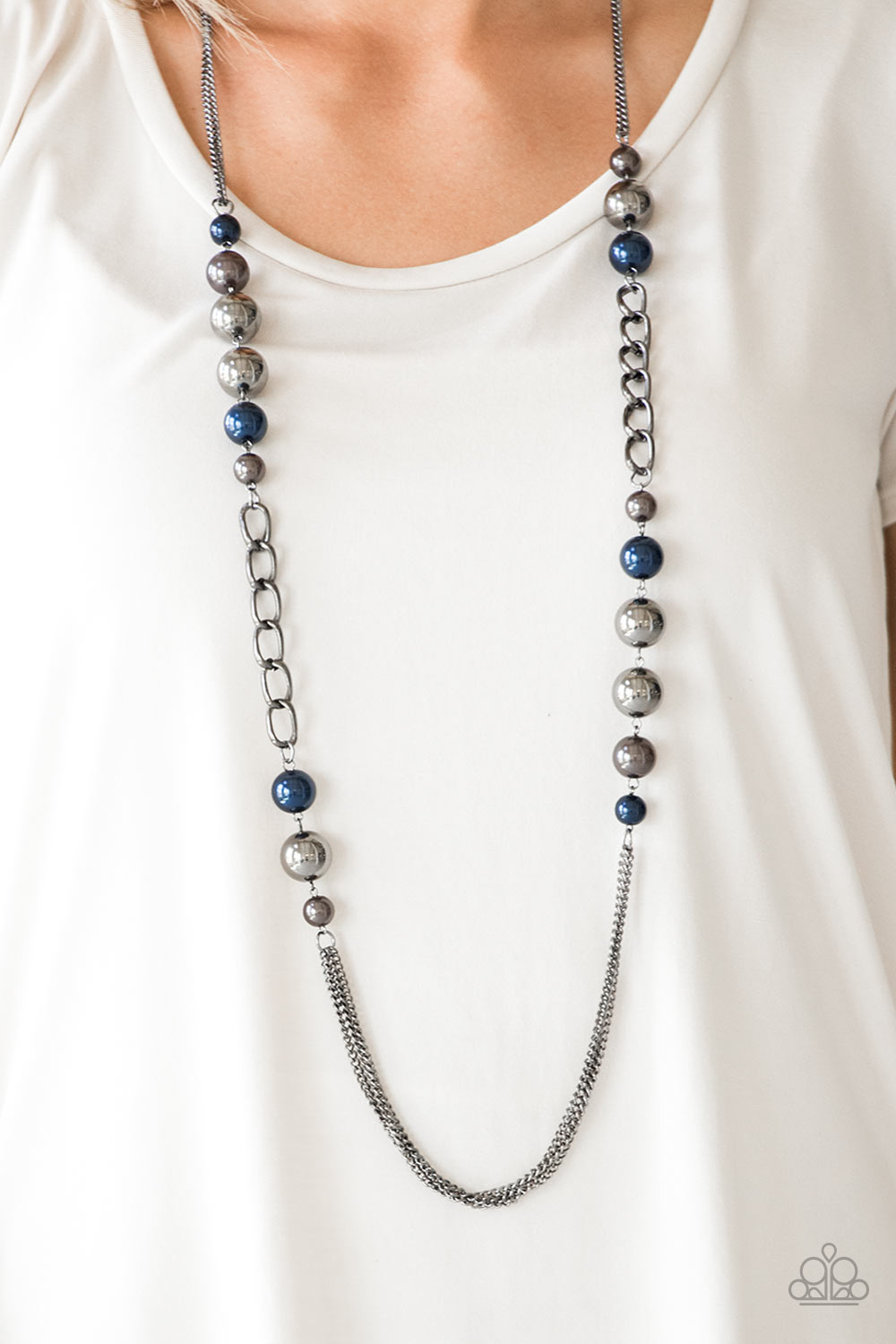 Uptown Talker- Blue and Silver Necklace- Paparazzi Accessories