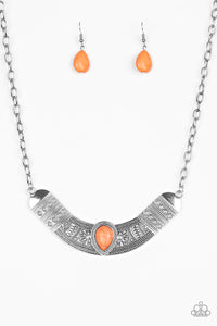 Very Venturous- Orange and Silver Necklace- Paparazzi Accessories