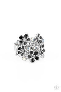 Blooming Banquet- Black and Silver Ring- Paparazzi Accessories