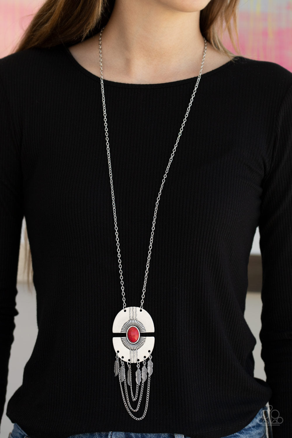 Desert Culture- Red and Silver Necklace- Paparazzi Accessories