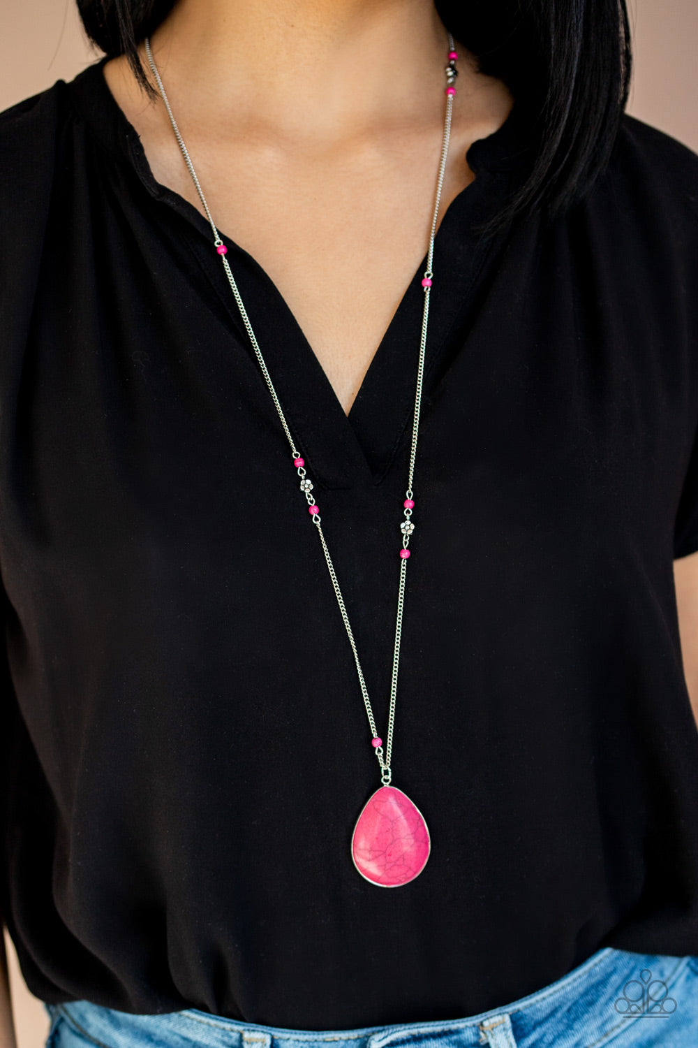 Desert Meadow- Pink and Silver Necklace- Paparazzi Accessories