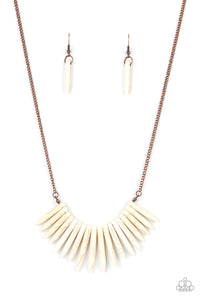 Exotic Edge- White and Copper Necklace- Paparazzi Accessories