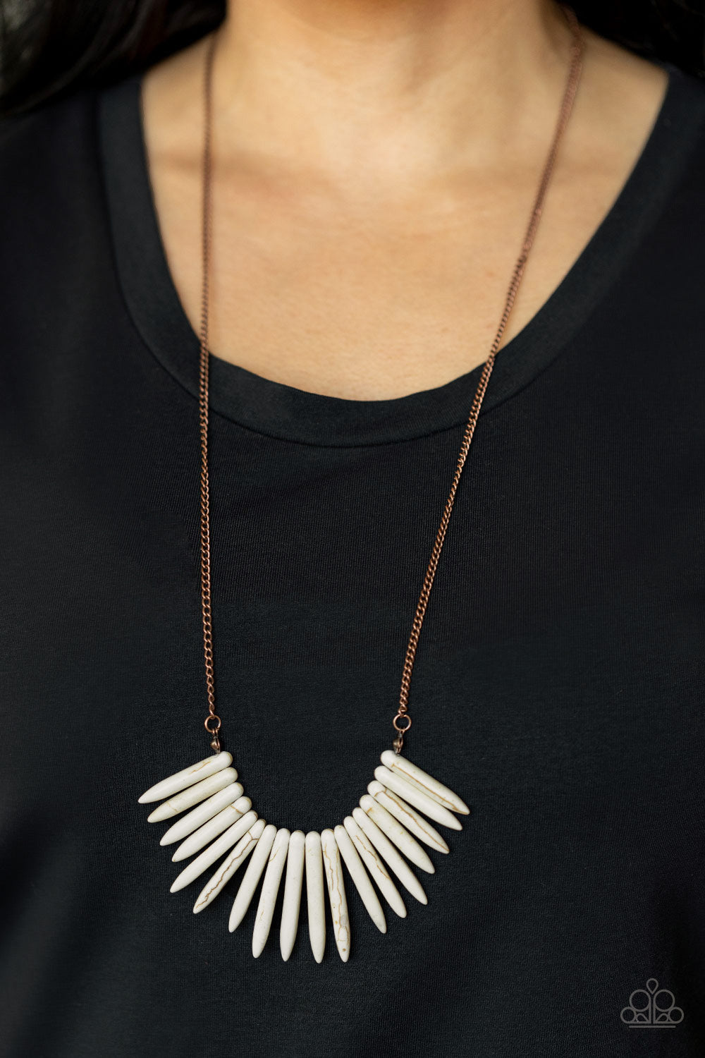 Exotic Edge- White and Copper Necklace- Paparazzi Accessories