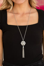 Load image into Gallery viewer, Fine Florals- White and Silver Necklace- Paparazzi Accessories