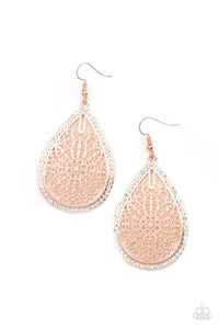 Fleur de Fantasy- White and Rose Gold Earrings- Paparazzi Accessories