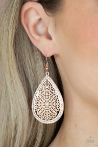 Fleur de Fantasy- White and Rose Gold Earrings- Paparazzi Accessories