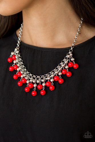 Friday Night Fringe- Red and Silver Necklace- Paparazzi Accessories