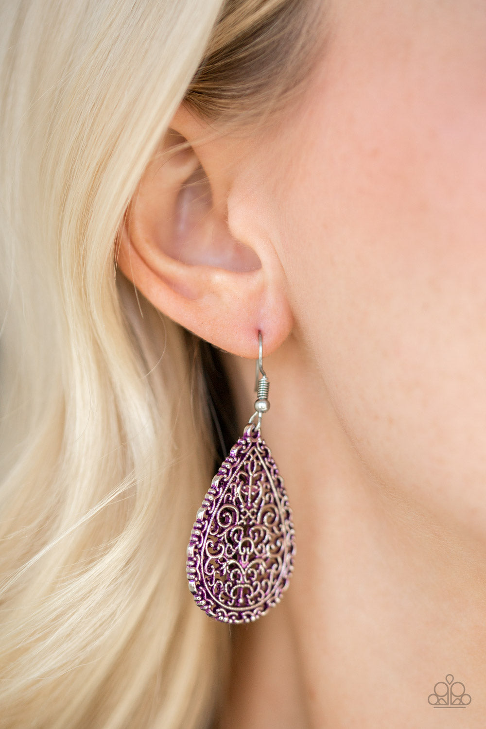 Indie Idol- Purple and Silver Earrings- Paparazzi Accessories