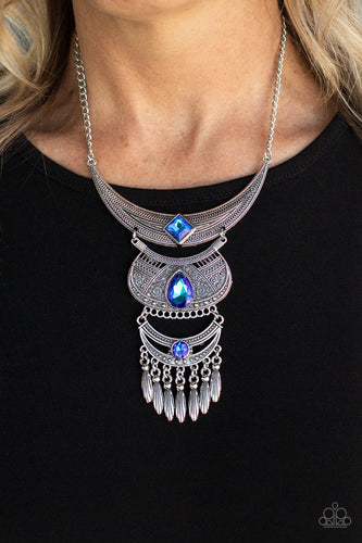 Lunar Enchantment- Blue and Silver Necklace- Paparazzi Accessories