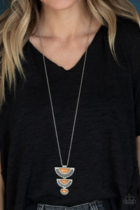 Serene Sheen- Orange and Silver Necklace- Paparazzi Accessories