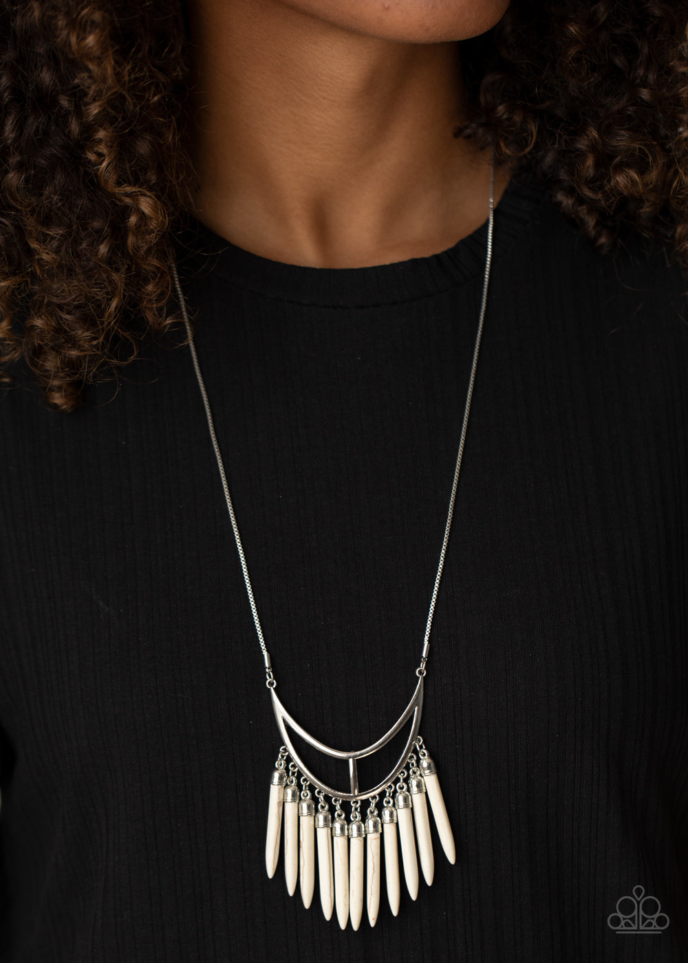 Stone Age A-Lister- White and Silver Necklace- Paparazzi Accessories