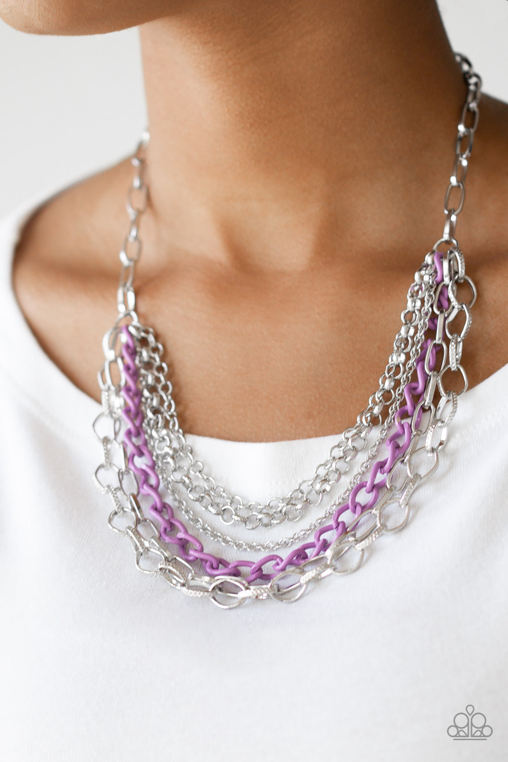 Color Bomb- Purple and Silver Necklace- Paparazzi Accessories