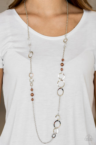 The GLOW-est Of The Glow- Brown and Silver Necklace- Paparazzi Accessories