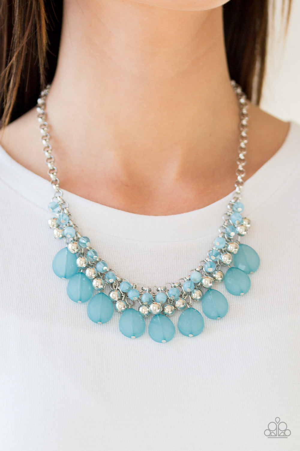 Trending Tropicana- Blue and Silver Necklace- Paparazzi Accessories