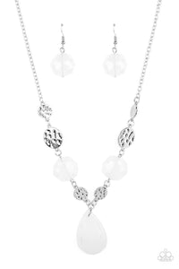 DEW What You Wanna DEW- White and Silver Necklace- Paparazzi Accessories