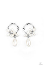 Load image into Gallery viewer, Elegant Expo- White and Silver Earrings- Paparazzi Accessories