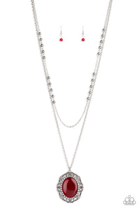 Endlessly Enchanted- Red and Silver Necklace- Paparazzi Accessories