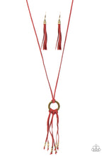 Load image into Gallery viewer, Feel at HOMESPUN- Red and Brass Necklace- Paparazzi Accessories