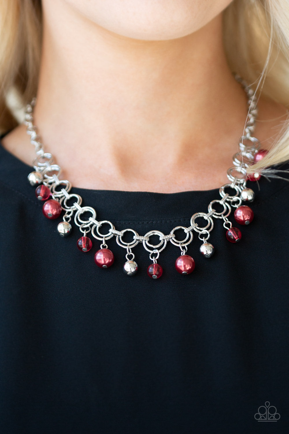 Fiercely Fancy- Red and Silver Necklace- Paparazzi Accessories