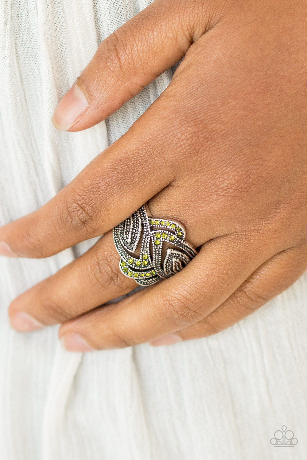 Fire and Ice- Green and Silver Ring- Paparazzi Accessories