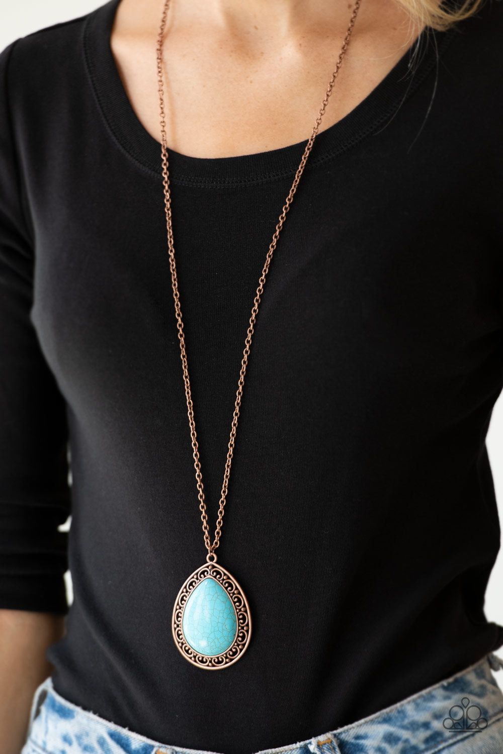 Full Frontier- Blue and Copper Necklace- Paparazzi Accessories