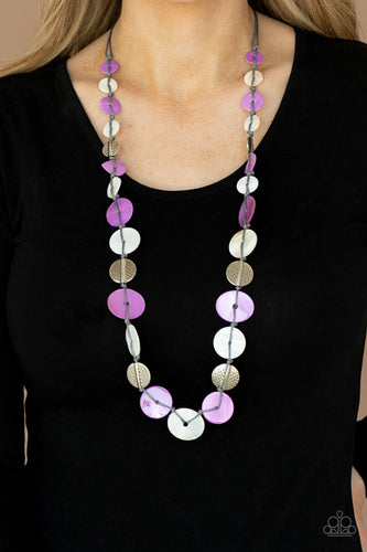 Seashore Spa- Purple and Silver Necklace- Paparazzi Accessories