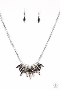 Crown Couture- Silver and Hematite Necklace- Paparazzi Accessories