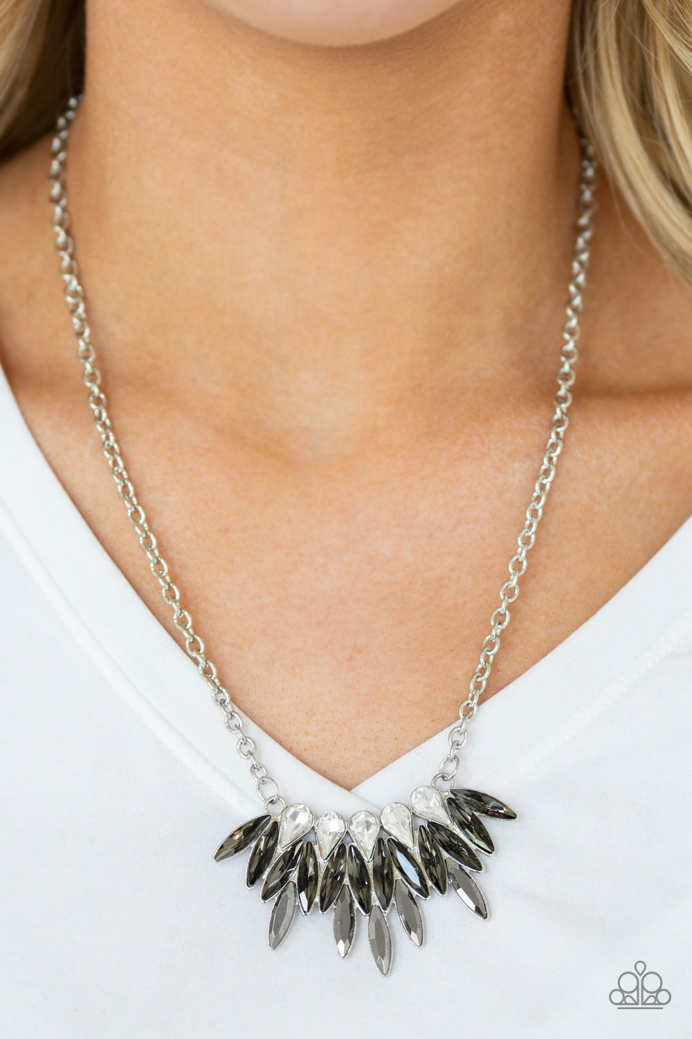 Crown Couture- Silver and Hematite Necklace- Paparazzi Accessories