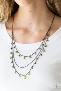 Pebble Beach Beauty- Green and Gunmetal Necklace- Paparazzi Accessories