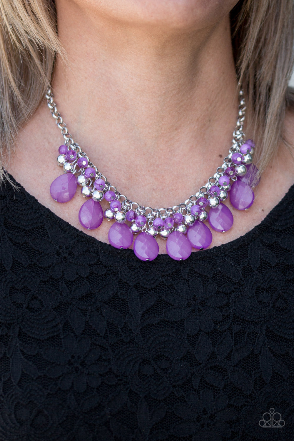 Trending Tropicana- Purple and Silver Necklace- Paparazzi Accessories
