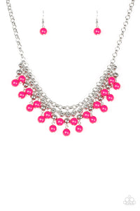 Friday Night Fringe- Pink and Silver Necklace- Paparazzi Accessories