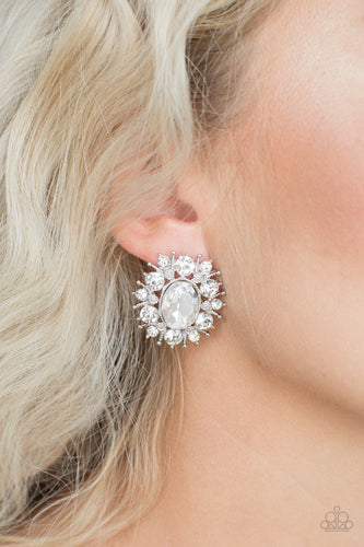Serious Star Power- White and Silver Earrings- Paparazzi Accessories