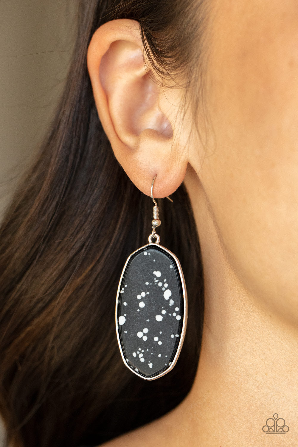 Stone Sculptures- Black and Silver Earrings- Paparazzi Accessories