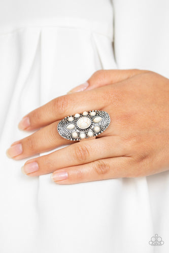 Stone Sunrise- White and Silver Ring- Paparazzi Accessories