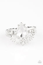 Load image into Gallery viewer, If The Crown Fits- White and Silver Ring- Paparazzi Accessories