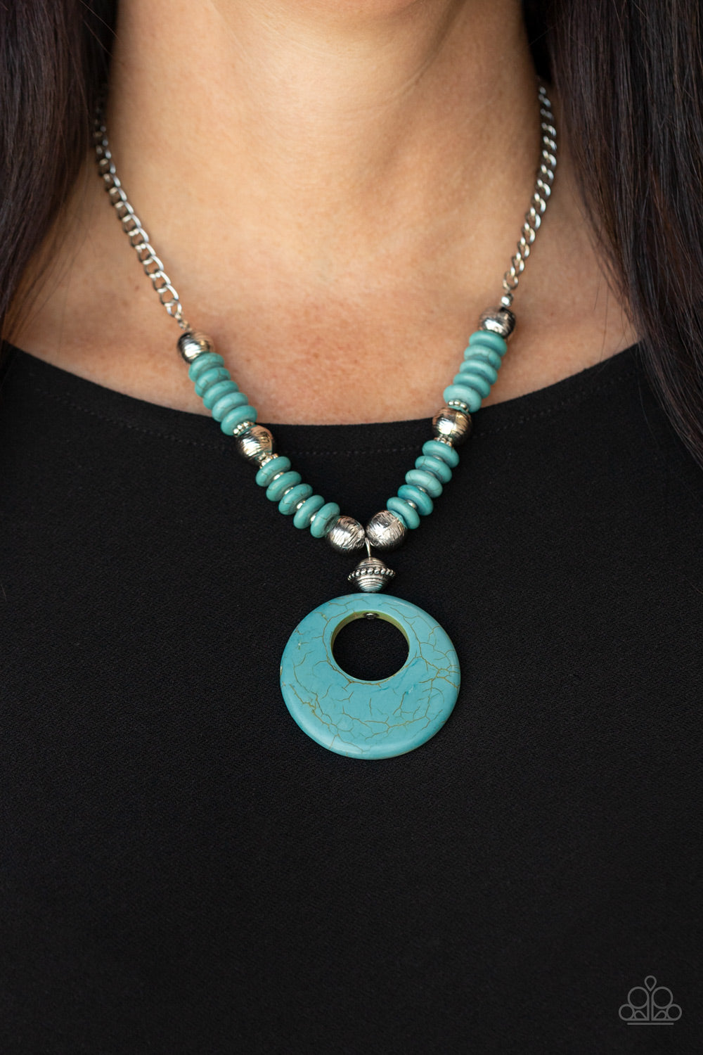 Oasis Goddess- Blue and Silver Necklace- Paparazzi Accessories