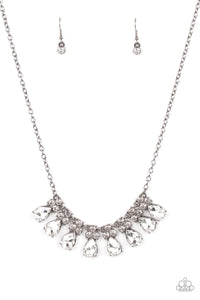 Sparkly Ever After- White and Gunmetal Necklace- Paparazzi Accessories