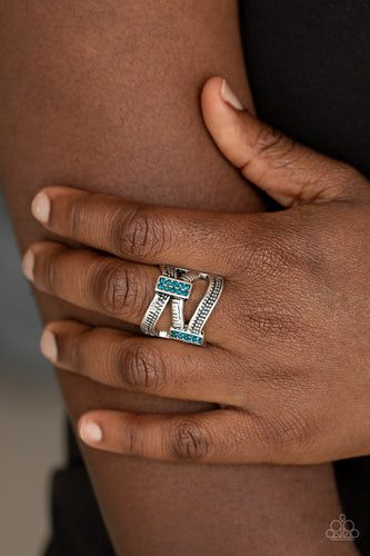 Urban Upscale- Blue and Silver Ring- Paparazzi Accessories