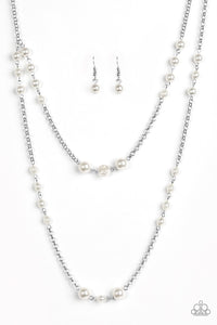 Pearl Promenade- White and Silver Necklace- Paparazzi Accessories