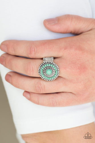 Tide Pools- Green and Silver Ring- Paparazzi Accessories