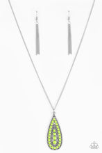 Load image into Gallery viewer, Tiki Tease- Green and Silver Necklace- Paparazzi Accessories