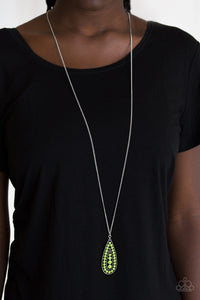Tiki Tease- Green and Silver Necklace- Paparazzi Accessories