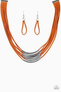 Walk The WALKABOUT- Orange and Silver Necklace- Paparazzi Accessories