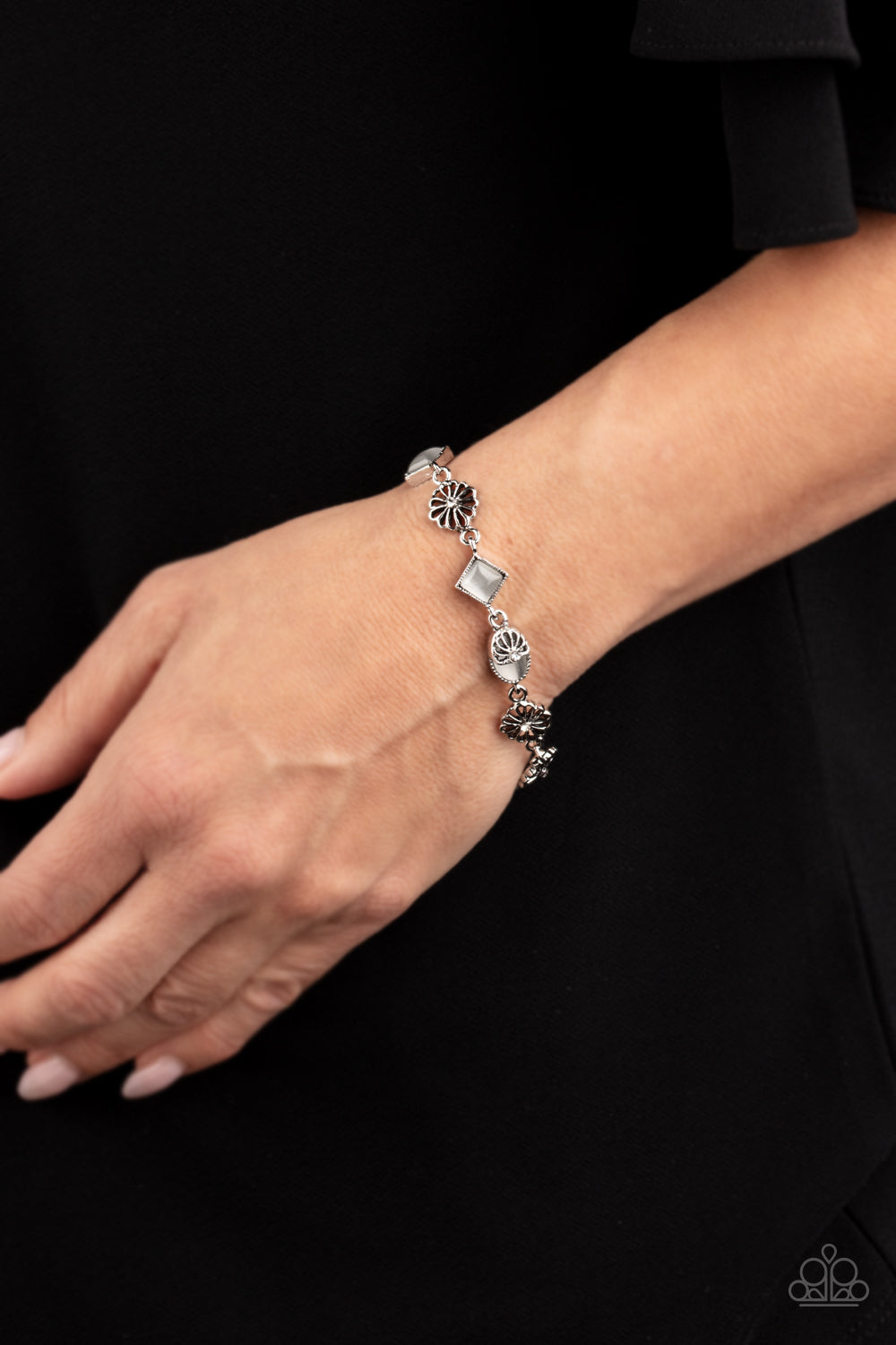 Eden Etiquette- White and Silver Bracelet- Paparazzi Accessories